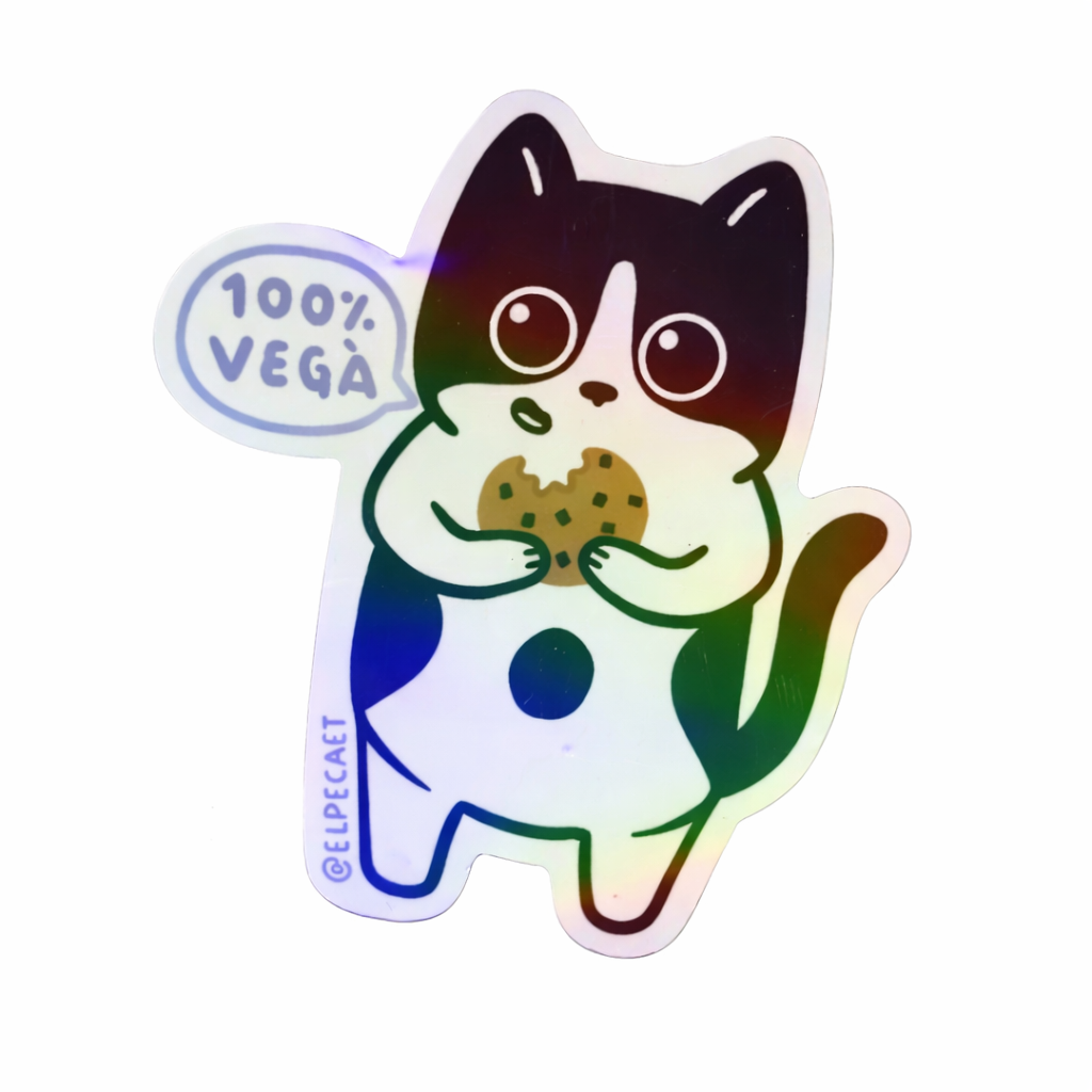 gato vegano con galleta y brillo